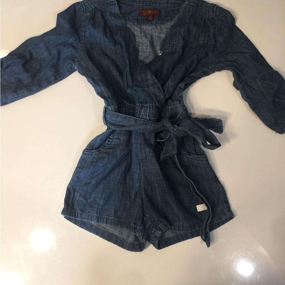 Kids 7 For All Mankind Blue Denim romper